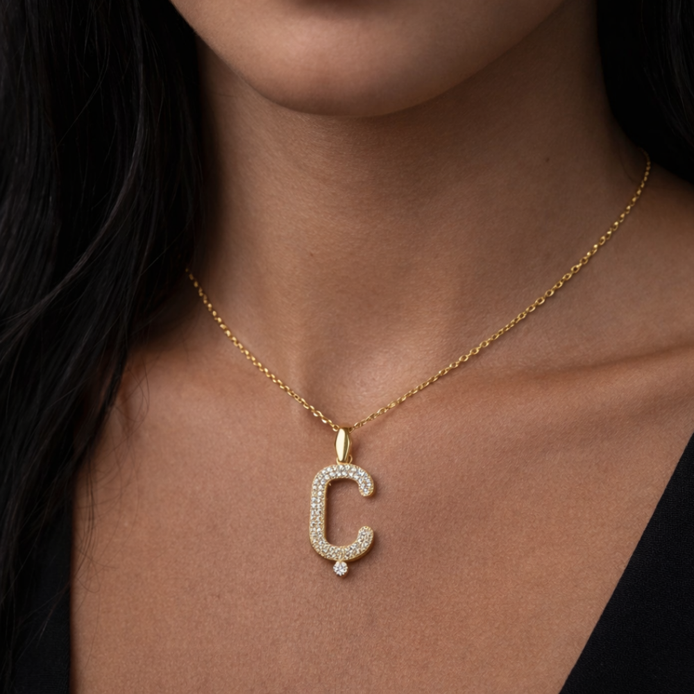 Charm-Zirkonia Buchstabe Ç Elif Jewelry